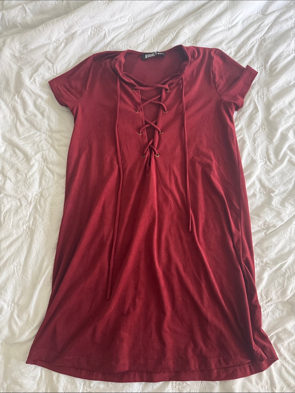 Audrey 3+1 Wine Red Scoop Neck Top